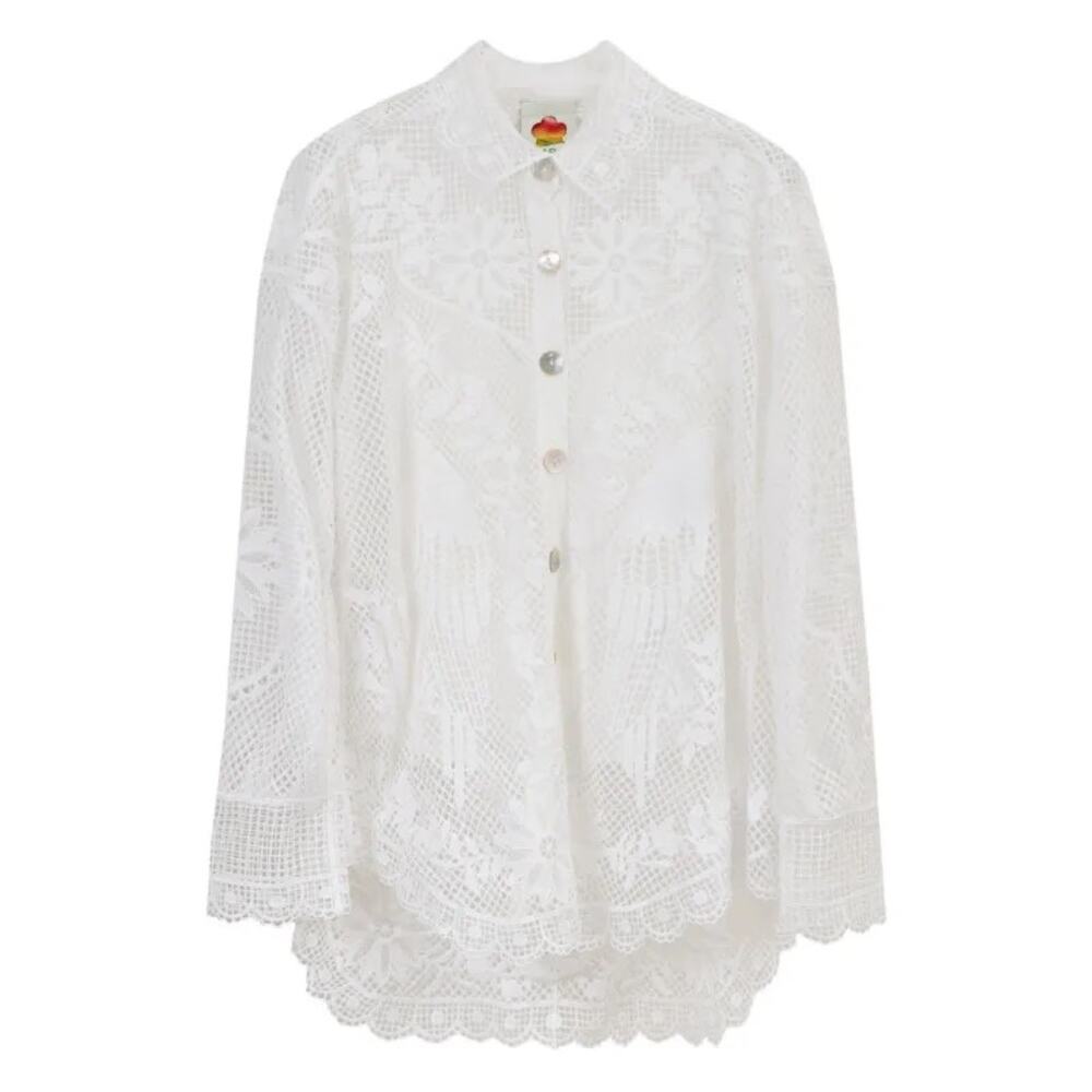 New Farm Rio Landscape guipure lace shirt off white sz XS
